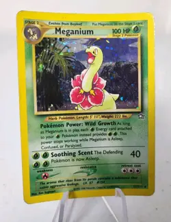 Meganium 11/111 - Neo Genesis *MP* Holo Rare Pokemon Card W/ SWIRL* - Image 2