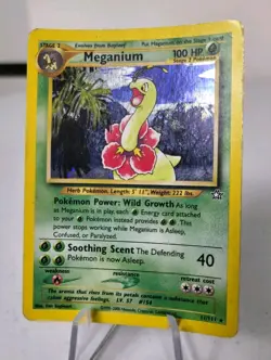 Meganium 11/111 - Neo Genesis *MP* Holo Rare Pokemon Card W/ SWIRL* - Image 3