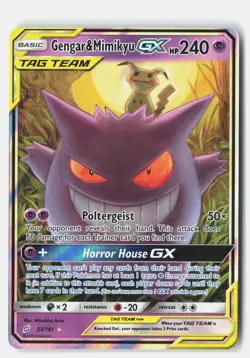 Gengar & Mimikyu GX 53/181 HOLO GX Rare Team Up Pokemon Holo LP Mitsuhiro Arita - Image 1