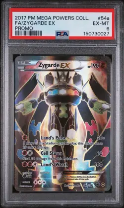 [NEW CERT] Pokemon Zygarde EX 54a/124 2017 Mega Powers Promo Full Art Holo PSA 6 - Image 1
