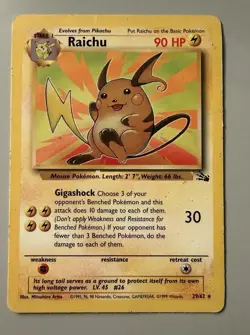 Pokemon TCG Raichu 29/62 Fossil Rare Unlimited 1999 90 HP EN Regular - Image 1