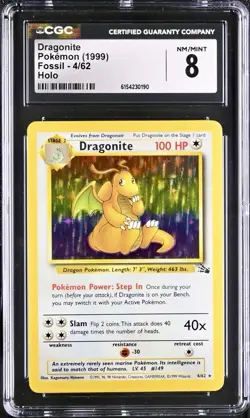 Pokemon Dragonite 4/62 Fossil Holo - CGC 8 NM/Mint - Image 1