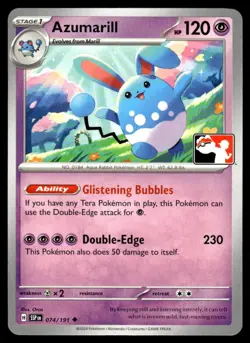 Azumarill Prize Pack Non Holo #74 2024 Scarlet & Violet Series - Surging Sparks - Image 1