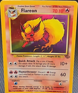 Pokemon Unlimited Flareon Jungle Holo Rare 3/64 English 1999 MP - Image 2