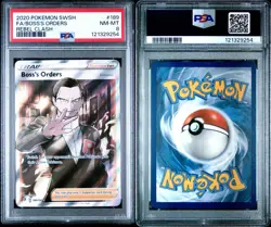2020 Pokemon Sword & Shield Rebel Clash Full Art Boss's Orders #189 PSA 8 - Image 3