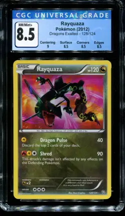 2012 Rayquaza 128/124 Shiny Secret Rare Dragons Exalted Pokemon CGC 8.5 NM/Mint+ - Image 1