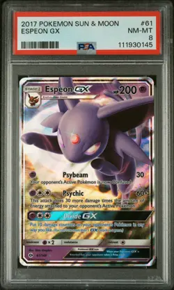 PSA 8 2017 POKEMON SUN & MOON #61 ESPEON GX Fast & Free Delivery! - Image 1