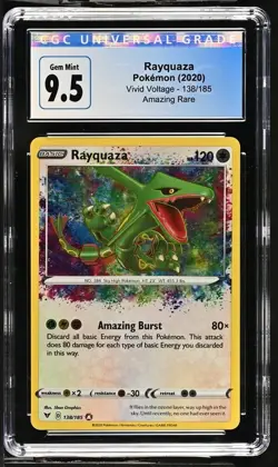 Pokemon Rayquaza CGC 9.5 Gem Mint Blue Label Amazing Rare Vivid Voltage 138/185 - Image 1