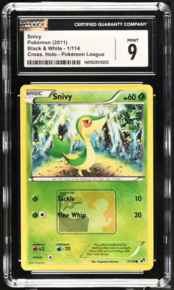 2011 Pokemon Black & White Snivy #1/114 Pokemon League Cross Holo CGC 9 - Image 1