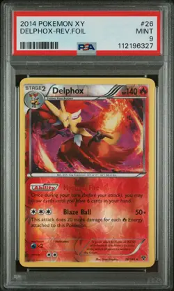PSA MINT 9 2014 POKEMON XY #26 DELPHOX-REV.FOIL Fast & Free Delivery! - Image 1