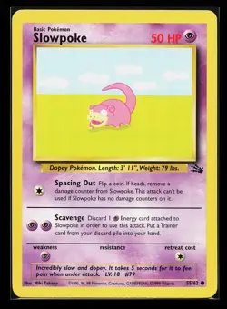 Slowpoke 55/62 Common Fossil Pokemon Card - Image 1