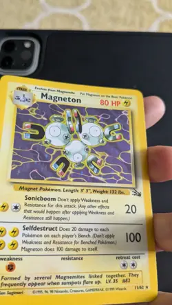 Magneton 11/62 1999 WOTC Fossil Collection Holo Rare Pokemon Card LP A - Image 5