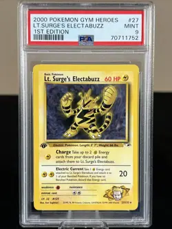 2000 POKEMON GYM HEROES LT. SURGE'S ELECTABUZZ 27/132 1ST EDITION PSA 9 - Image 1