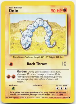 Pokemon ONIX 56/102 Base Set Unlimited LP - Image 1