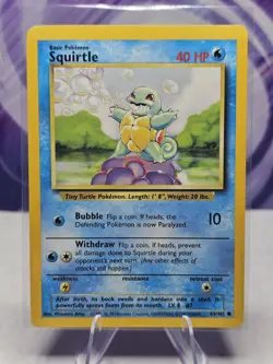 Pokemon TCG Squirtle Base Set 63/102 Regular Unlimited Common LP - Image 1