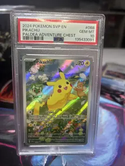 2024 POKEMON PIKACHU PALDEA ADVENTURE CHEST BLACK STAR PROMO #088 PSA 10 - Image 1