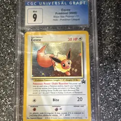 Pokemon TCG Eevee CGC 9 Mint Holo Black Star Promo #11 Pokemon League 2000 - Image 1