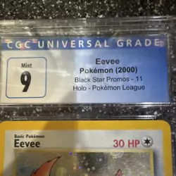 Pokemon TCG Eevee CGC 9 Mint Holo Black Star Promo #11 Pokemon League 2000 - Image 3