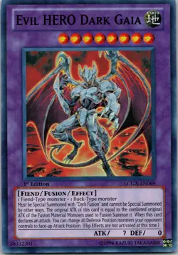 Yugioh Evil HERO Dark Gaia LCGX-EN069 1st Edition Super Rare NM - Image 1