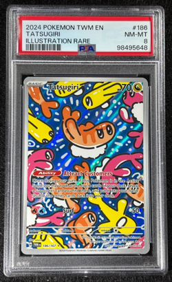 2024 Pokemon Tatsugiri Illustration Rare #186 Twilight Masquerade PSA 8 (NM/MT) - Image 1