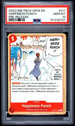 One piece TCG Pre Release Promo Nami Vivi Happiness Punch Op04-017 PSA 10 - Image 1