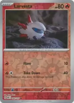 Larvesta 40/197 Reverse Common Obsidian Flames Pokemon Cards - Image 1