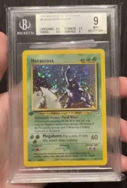 Pokemon Neo Genesis 1st Edition Heracross Holo Card 6/111 Vintage TCG - Image 1