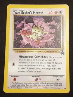 Team Rocket's Meowth #18 - Black Star Promo WoTC Pokemon Card TCG LP/MP - Image 1