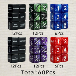 60 Piece Dice Counters Set - Magic Token Sparkle Dice for TCG & Card Games - Image 3