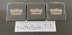 LOT OF 3 POKEMON TCG: STACKING TINS 2025 - NEW - 3 BOOSTERS & 2 STICKERS IN EACH - Image 1