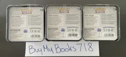 LOT OF 3 POKEMON TCG: STACKING TINS 2025 - NEW - 3 BOOSTERS & 2 STICKERS IN EACH - Image 3