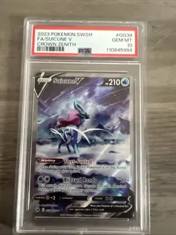 Pokemon TCG Suicune v Crown Zenith Ultra Rare Holo Card GG38/GG70 PSA 10 - Image 1