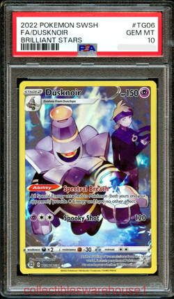 Pokemon Brilliant Stars Dusknoir TG06 PSA 10 - Image 1