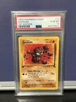 Pokemon TCG Geodude 47/62 1st Edition Fossil PSA 10 - Image 1
