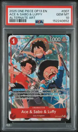2025 ONE PIECE OP13-CARRYING ON HIS WILL ALTERNATE ART ACE & SABO & LUFFY PSA 10 - Image 1
