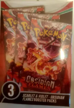 Pokemon TCG Obsidian Flames Booster Bundle 3 Packs Sealed - Image 1