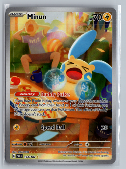 Minun 194/182 Sv04: Paradox Rift Holofoil Illustration Rare Pokemon Art *B1 - Image 1