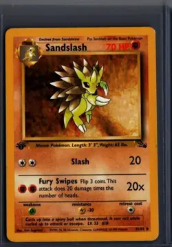 Sandslash 41/62 Uncommon Fossil Pokemon 1st Edition - Image 1
