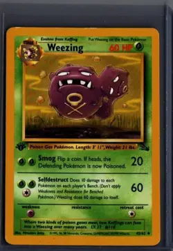 Weezing 45/62 Uncommon Fossil Pokemon 1st Edition - Image 1