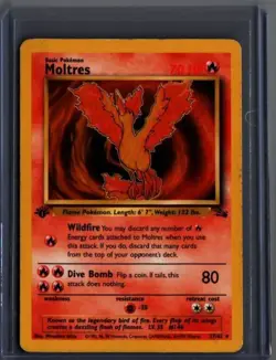 Moltres 27/62 Rare Fossil Pokemon 1st Edition - Image 1