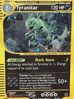 Pokemon Expedition Base Set Tyranitar Holo Rare 029/165 English 2002 NM - Image 3