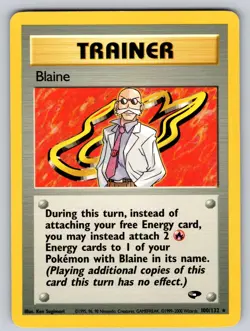 Blaine 100/132 Unlimited Rare Gym Challenge Pokemon Lightly Played - Image 1