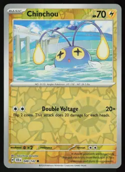 Chinchou 48/142 Common Stellar Crown Pokemon Reverse Holo Near Mint - Image 1