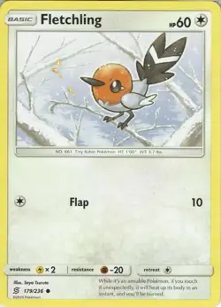 POKEMON CARD FLETCHLING 179/236 NO 661 TINY ROBIN POKEMON TCG CCG - Image 1