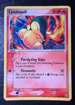 Reverse Holo Cyndaquil (54/115) from the EX Unseen Forces set (2005). Stamped. - Image 1