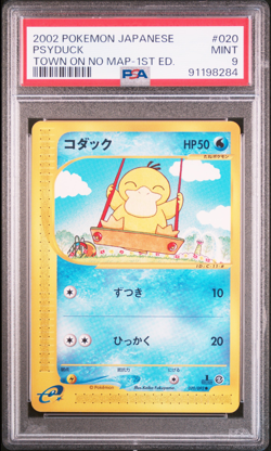 PSA 9 Psyduck 020 Town on No Map 1st Edition Mint Japanese Pokemon Card 2002 - Image 1