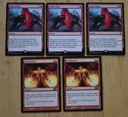 MTG 5x Rare Red Instant CHAOS WARP & REVERBERATE - Image 1