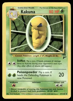Pokemon Cards Kakuna 47/130 Base Set 2 WOTC Uncommon LP - Image 1