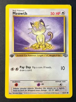 Meowth 56/64 1st Edition Jungle - Common - WOTC Pokemon Card MP - Image 1