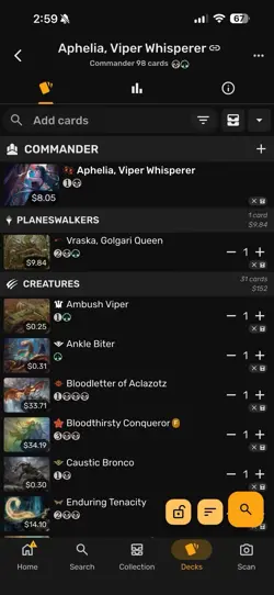 MTG Commander Deck - Aphelia, Viper Whisperer Snakes Tribal Deck - Image 4